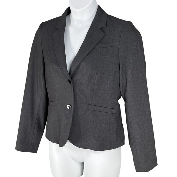 Calvin Klein NEW Womens 10 Gray Fully Lined Blazer Two Silver Button Old Money - Picture 5 of 15